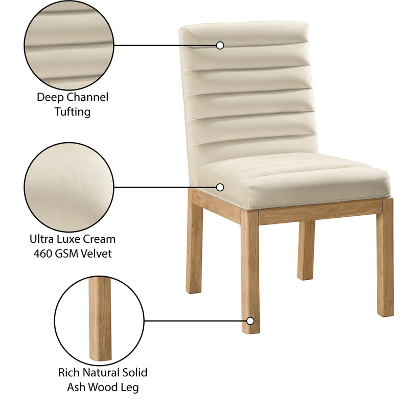 Meridian Evelyn Cream Velvet Dining Chair IMAGE 9