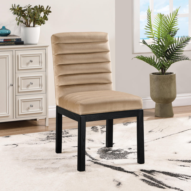 Meridian Evelyn Beige Velvet Dining Chair IMAGE 2