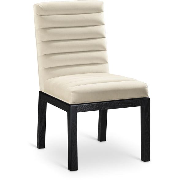 Meridian Evelyn Cream Velvet Dining Chair IMAGE 1