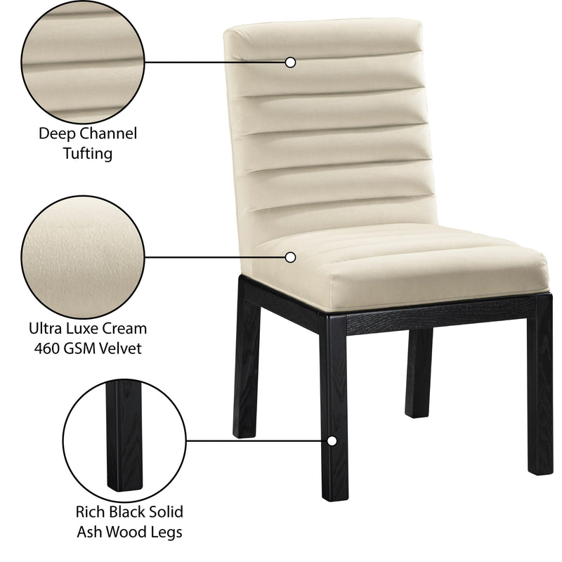 Meridian Evelyn Cream Velvet Dining Chair IMAGE 9
