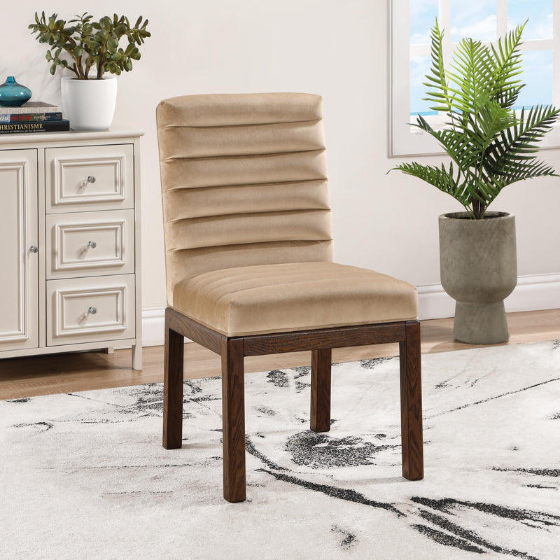 Meridian Evelyn Beige Velvet Dining Chair IMAGE 2