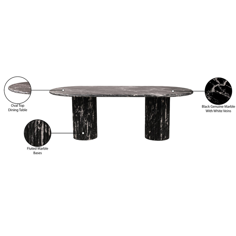 Meridian Messina Black Marble Dining Table (3 Boxes) IMAGE 10