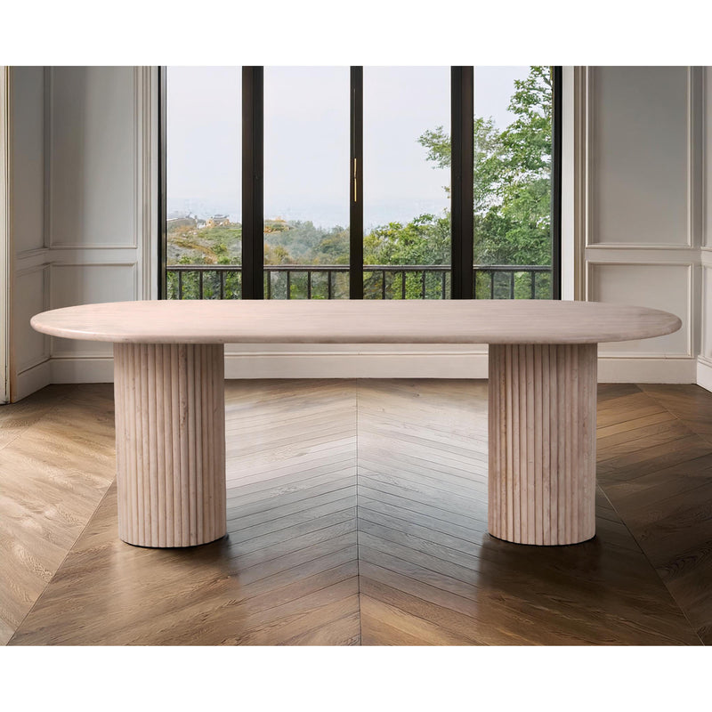 Meridian Messina Beige Travertine Dining Table (3 Boxes) IMAGE 2