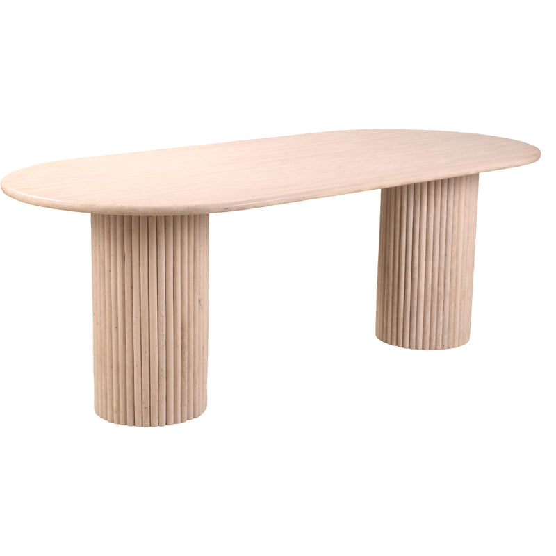 Meridian Messina Beige Travertine Dining Table (3 Boxes) IMAGE 5