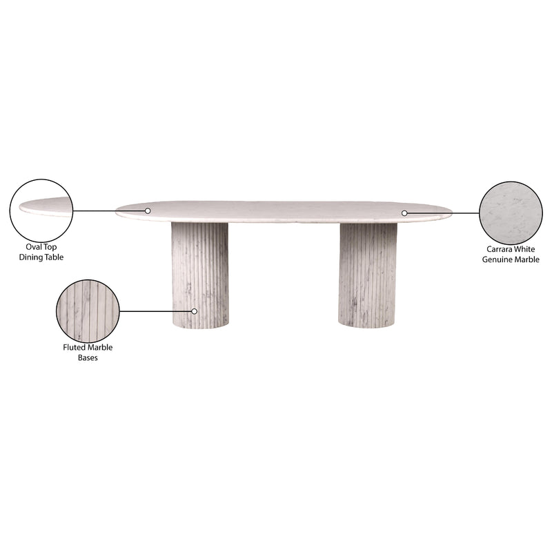 Meridian Messina White Marble Dining Table (3 Boxes) IMAGE 10