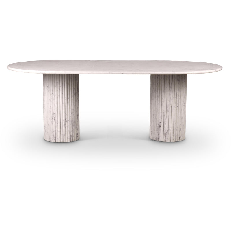 Meridian Messina White Marble Dining Table (3 Boxes) IMAGE 1