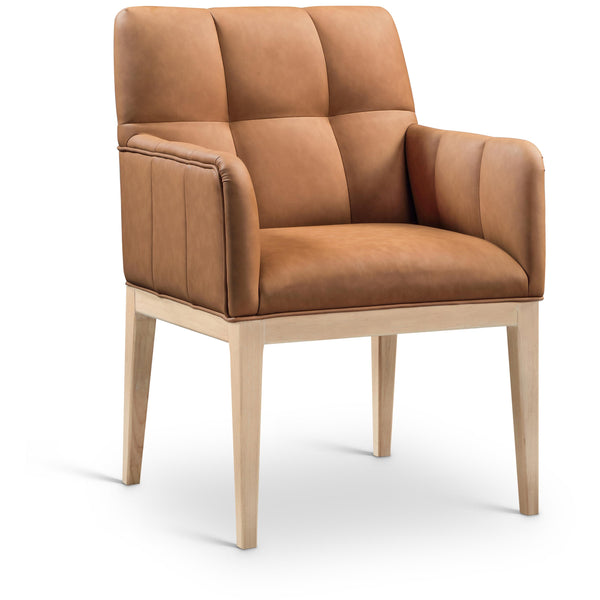 Meridian Adrian Cognac Vegan Leather Dining Arm Chair IMAGE 1
