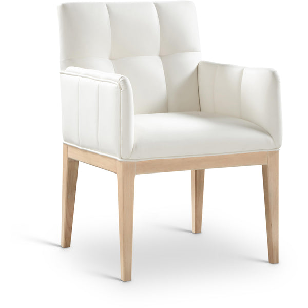 Meridian Adrian Cream Vegan Leather Dining Arm Chair IMAGE 1