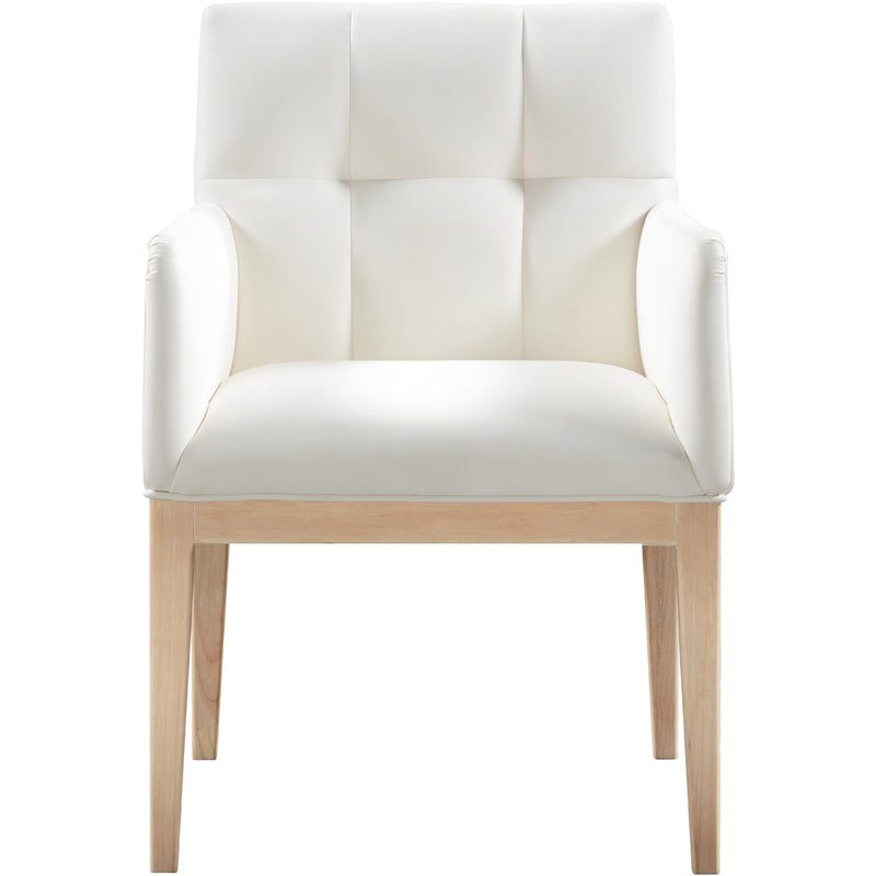 Meridian Adrian Cream Vegan Leather Dining Arm Chair IMAGE 3