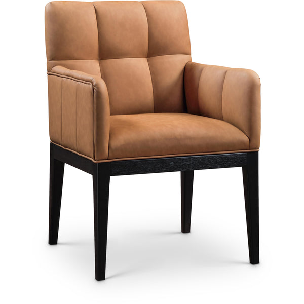 Meridian Adrian Cognac Vegan Leather Dining Arm Chair IMAGE 1