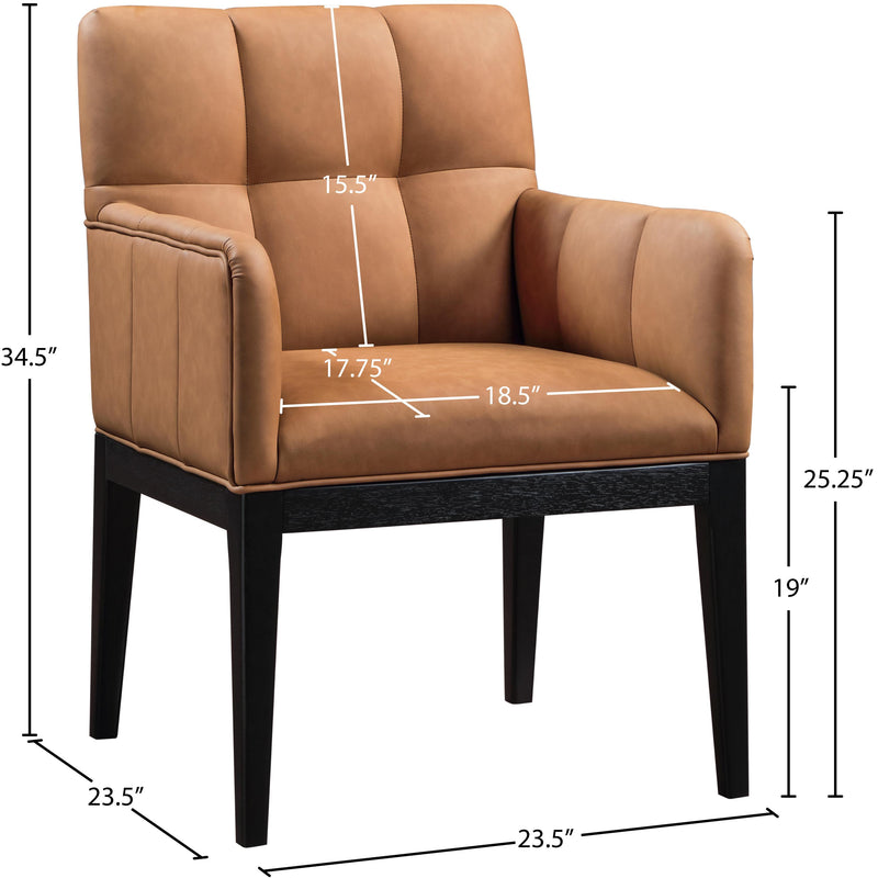Meridian Adrian Cognac Vegan Leather Dining Arm Chair IMAGE 9