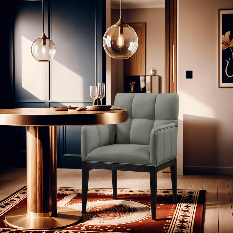 Meridian Adrian Green Vegan Leather Dining Arm Chair IMAGE 2