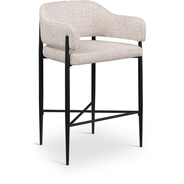 Meridian Dame Beige Fabric Counter Stool IMAGE 1
