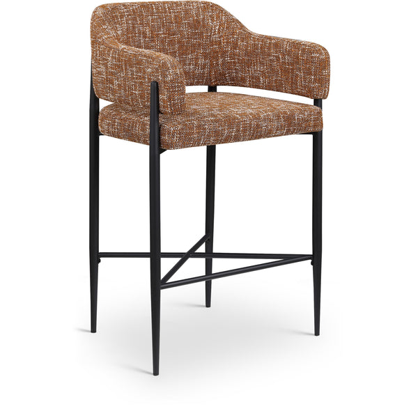 Meridian Dame Cognac Fabric Counter Stool IMAGE 1