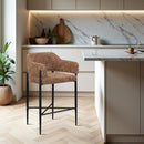 Meridian Dame Cognac Fabric Counter Stool IMAGE 2