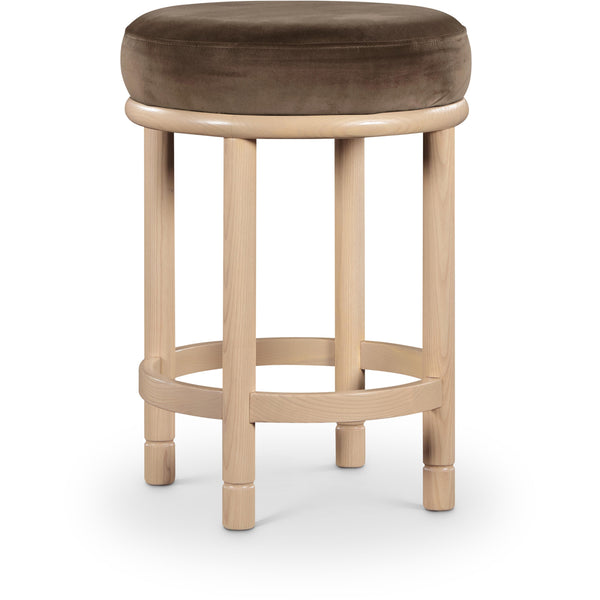 Meridian Monette Brown Velvet Counter Stool IMAGE 1
