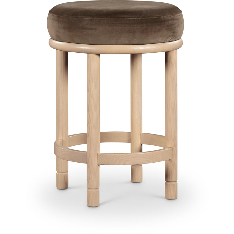 Meridian Monette Brown Velvet Counter Stool IMAGE 1