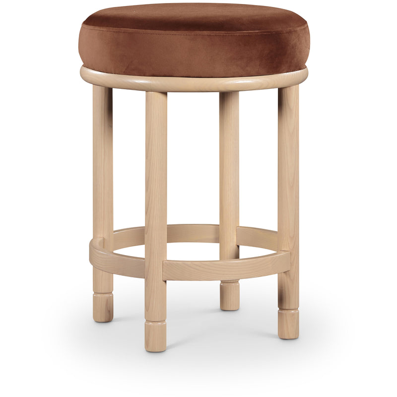 Meridian Monette Cognac Velvet Counter Stool IMAGE 1