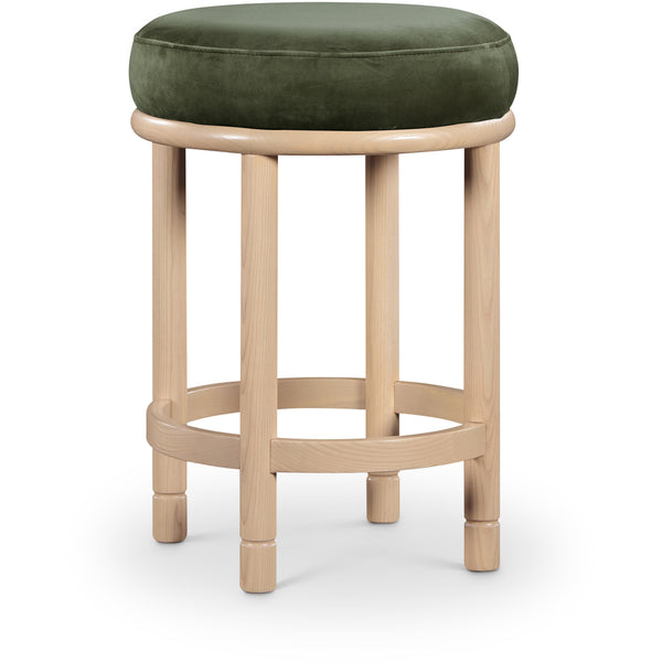 Meridian Monette Green Velvet Counter Stool IMAGE 1