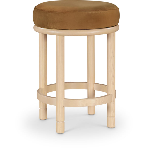 Meridian Monette Saddle Velvet Counter Stool IMAGE 1