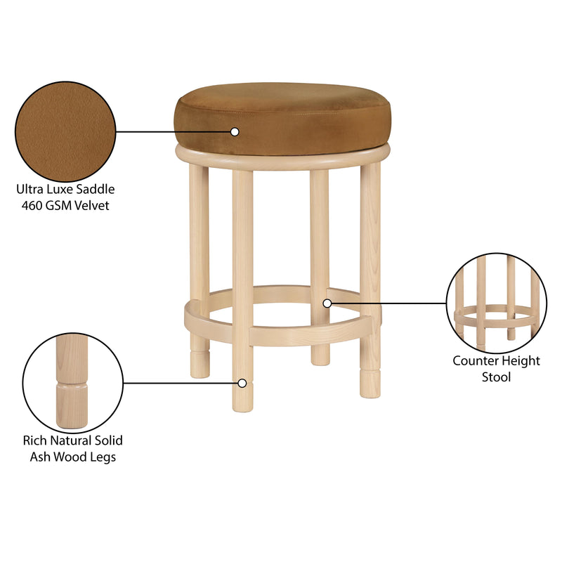 Meridian Monette Saddle Velvet Counter Stool IMAGE 7