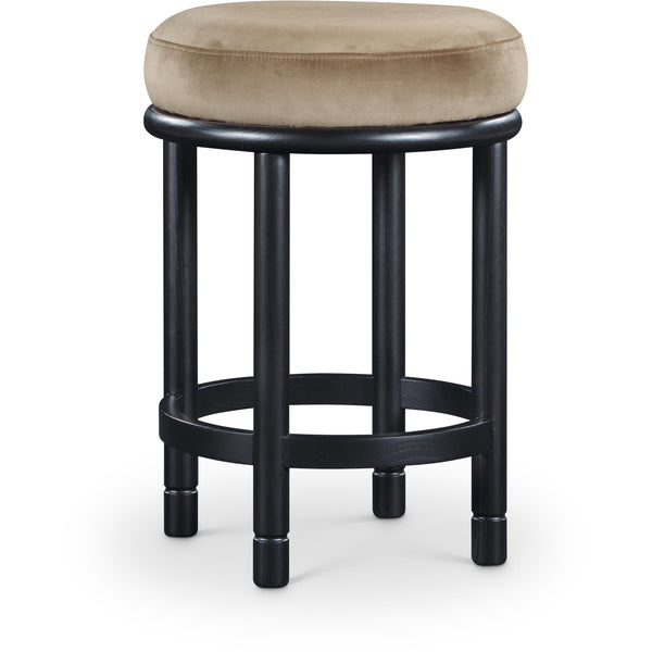 Meridian Monette Beige Velvet Counter Stool IMAGE 1