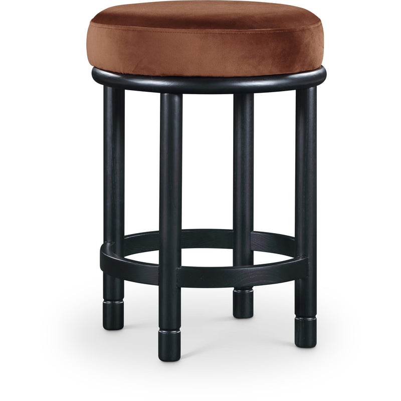 Meridian Monette Cognac Velvet Counter Stool IMAGE 1