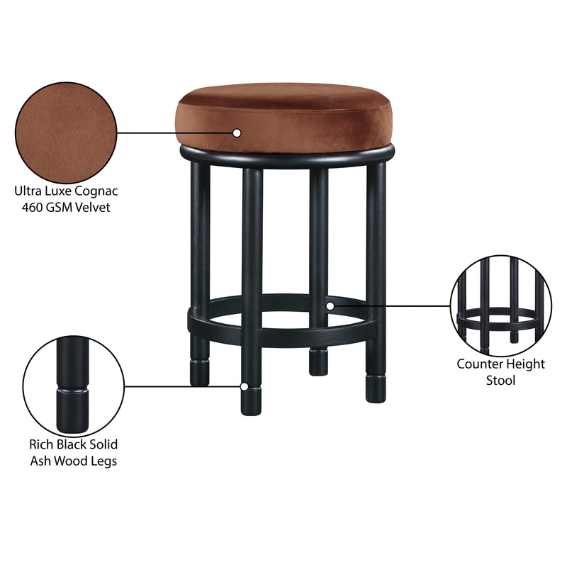 Meridian Monette Cognac Velvet Counter Stool IMAGE 7