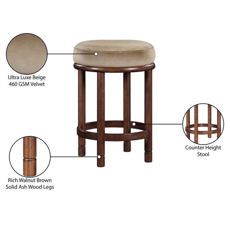 Meridian Monette Beige Velvet Counter Stool IMAGE 7