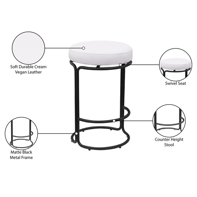 Meridian Madison Cream Vegan Leather Counter Stool IMAGE 9