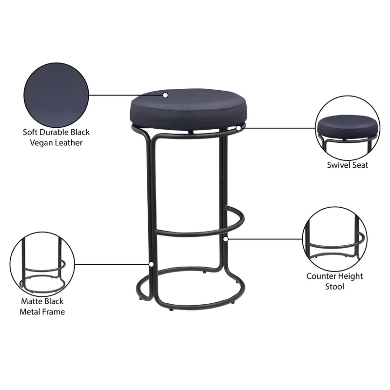 Meridian Madison Black Vegan Leather Bar Stool IMAGE 8