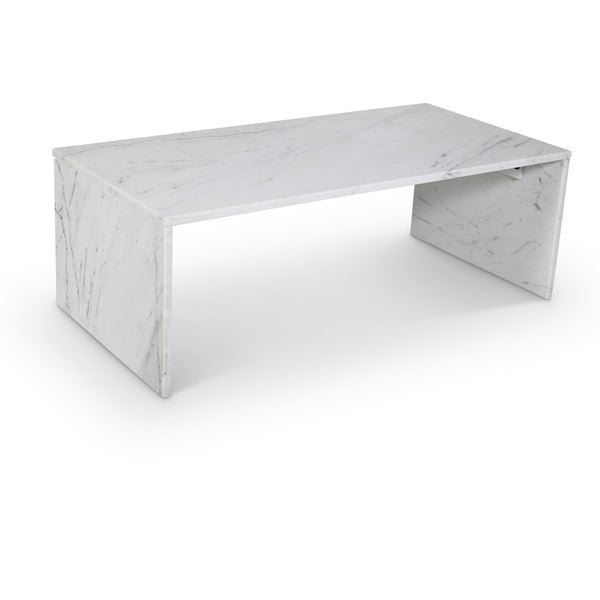 Meridian Vernazza White Marble Coffee Table IMAGE 1