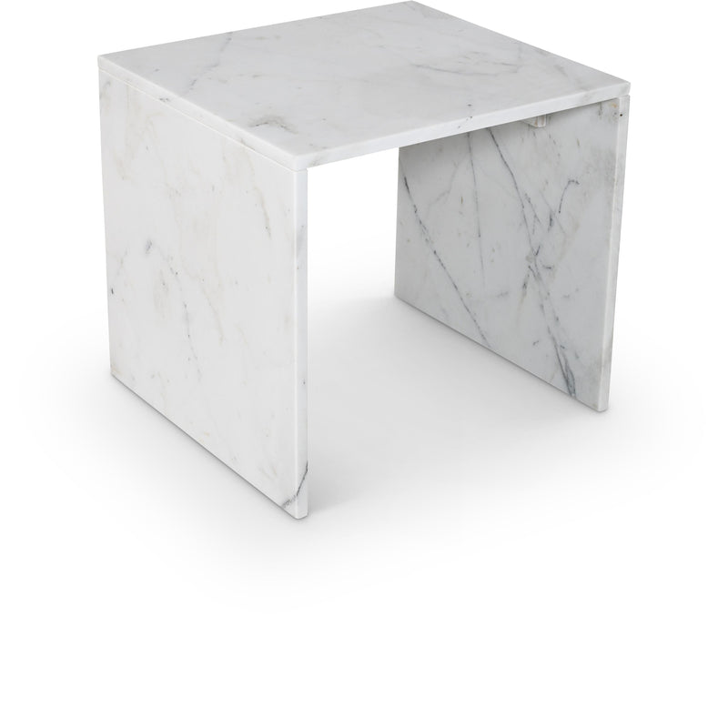 Meridian Vernazza White Marble End Table IMAGE 1