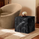 Meridian Piazza Black Marble Finish Concrete End Table IMAGE 2