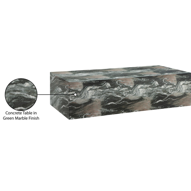 Meridian Piazza Green Marble Finish Concrete Coffee Table IMAGE 8