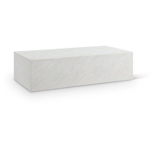 Meridian Piazza White Marble Finish Concrete Coffee Table IMAGE 1