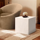 Meridian Piazza White Marble Finish Concrete End Table IMAGE 2
