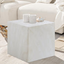 Meridian Piazza White Marble Finish Concrete End Table IMAGE 3