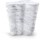 Meridian Monza White Marble Finish Concrete End Table IMAGE 1
