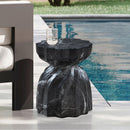 Meridian Caserta Black Marble Finish Concrete End Table IMAGE 2