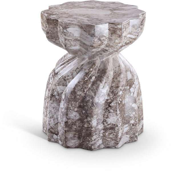 Meridian Caserta Brown Marble Finish Concrete End Table IMAGE 1