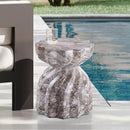 Meridian Caserta Brown Marble Finish Concrete End Table IMAGE 2