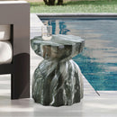 Meridian Caserta Green Marble Finish Concrete End Table IMAGE 2