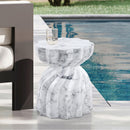 Meridian Caserta White Marble Finish Concrete End Table IMAGE 2