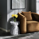 Meridian Caserta White Marble Finish Concrete End Table IMAGE 3