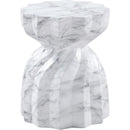 Meridian Caserta White Marble Finish Concrete End Table IMAGE 5