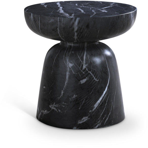 Meridian Avellino Black Marble Finish Concrete End Table IMAGE 1