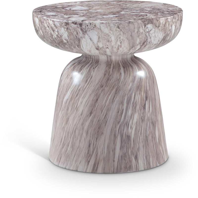 Meridian Avellino Brown Marble Finish Concrete End Table IMAGE 1
