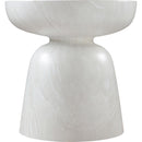 Meridian Avellino White Marble Finish Concrete End Table IMAGE 4