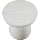 Meridian Avellino White Marble Finish Concrete End Table IMAGE 5